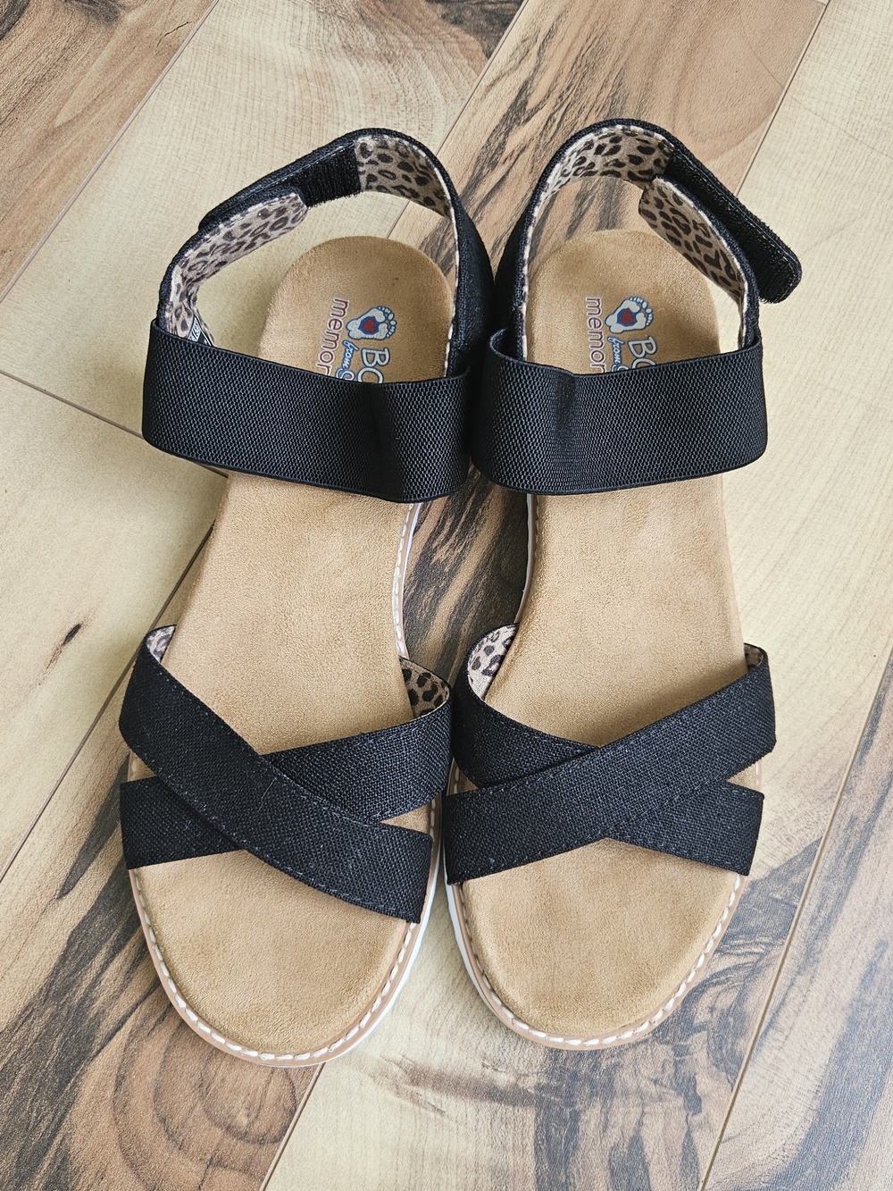 BOBS from Skechers Black Crossband Ankle-Strap Sandals